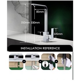 Resim Kare - 1.sınıf Kalite Luks Mix Spiralli Mutfak Evye Bataryası Seti Sıcak Soğuk Girişli Krom 