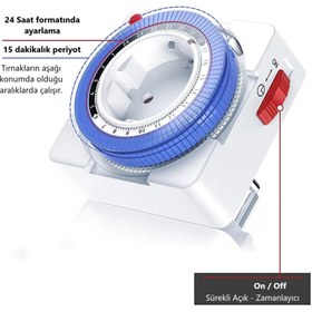 Resim Cata Fişli Mekanik Zaman Saati - 3680 W - 16 A - CT-9180 