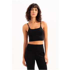 Resim Justever İnce Askılı Hafif Destekli Çıkarılabilir Pedli Bra Siyah Kadın Sporcu Sütyeni - Spica Siyah 