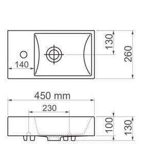 Resim Lapino Minos 45 Cm Mobilya Uyumlu Lavabo Soldan Batarya Delikli Beyaz 
