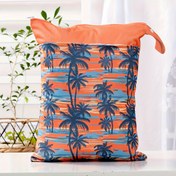 Resim 1 adet Canlı Tropikal Plaj Tasarımı 2 Cebi Olan Islak/Kuru Çanta - Bebek Bezi, Mayo, Spor Salonu ve Plaj Gereksinimleri için Yıkanabilir, Dayanıklı Polyester Seyahat Organizatörü, Bebek Çantası, Spor Çantası, Şık Depolama, Kolay Tutma Sapları 