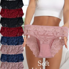 Resim 8 Parça Çiçek Desenli Dantel Şıklık Külot - Yarı Saydam Orta Bel, Ultra Yumuşak ve Nefes Alabilen Mesh Kadın İç Giyim, Esnek Konforlu, Çiçekli Baskı ve Mesh Paneller, Çok Renkli Paket, Günlük Kullanım için Sevimli İç Çamaşırlar, Zarif Kumaş 