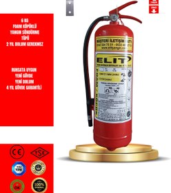 Resim ELİTyangın 6 KG FOAM KÖPÜKLÜ YANGIN SÖNDÜRME TÜPÜ + ASKI APARATI +LEHVASI HEDİYE 