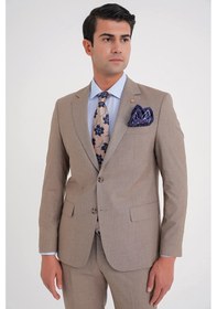 Resim Efor Slim Fit Çift Yırtmaç Esnek Yün Vizon Takım Elbise Tk 918 Vizon 