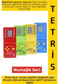 Resim Özel Model Retro Oyuncak Pilli Mini El Atarisi Analitik Hızlı Düşünme Nostalji Konsol Bulmaca Tetris 