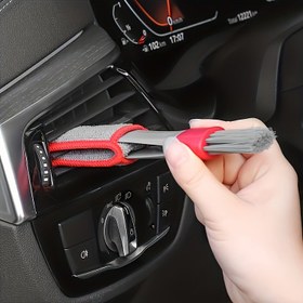 Resim Araba Klima ve Gösterge Paneli Fırçası Seti - Yumuşak Kıllı Çift Başlıklı Hava Menfezleri ve Boşluk Temizleme Malzemeleri! 