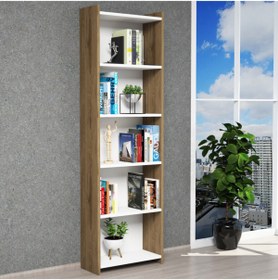 Resim FERNISO Dekoratif Ofis Çocuk Çalışma Odası 5 Raflı Kitaplık Dosya Kitap Rafı 