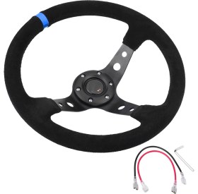 Resim Creatorally Evrensel 35 Cm/14 Inç 6 Cıvata Oto Araba Yarışı Direksiyon Boynuz Mavi (Yurt Dışından) 