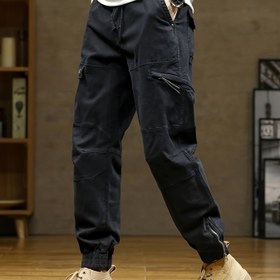 Resim Erkekler için Japon Retro Kargo Pantolon - Fermuarlı Cep ve Yardımcı Çanta Halkasıyla Ağır Hizmet Tipi Çok Cepli Eşofman Altı, İnceleme, Dış Mekan, İnşaat, Şık Giyim İçin Dayanıklı Günlük Şalvar - Kuşaksız Tasarım (Elde Yıkanabilir) - Doğa yürüyüşü, Balık Tutma, Bahçe İşi İçin Uygundur - Erkekler İçin Pratik Kargo Pantolon, Çift Renk, İlave Beden Seçenekli 