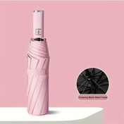 Resim Chuangyinshop Siyah 10 Kanatlı Rüzgara Dayanıklı Otomatik Açılır Katlanır Şemsiye 