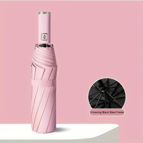 Resim Chuangyinshop Siyah 10 Kanatlı Rüzgara Dayanıklı Otomatik Açılır Katlanır Şemsiye 