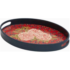 Resim Leopard Flower Oval Lacquered Wood Tepsi Çok Renkli 