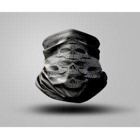 Resim Buffalo Skull Tasarımlı Motorcu Buff Maske Outdoor Boyunluk Unisex Bandana 