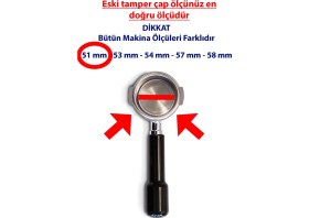 Resim Vodinox Cafe Bar Barista Ekipmanları Kahve Espresso Tamper Temper Inox Paslanmaz Ahşap Saplı 51 mm 