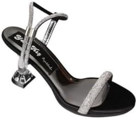 Resim YAZKIŞ Kadın Siyah Gümüş Üzeri Bileği Taşlı Bileği Geçkili 9cm Şeffaf Kadeh Topuk Abiye Ayakkabı Siyah 3 