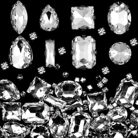 Resim 240 şeffaf cam su taşının 9 ölçüsü (4mm-18mm)/DIY çantalar, giysiler, ayakkabılar, el işleri için çok fonksiyonlu dekoratif aksesuarlar ve el sanatları malzemeleri için uygun. Düz taşlar. Pürüzsüz taşlar 