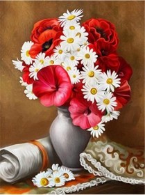 Resim Beyaz 5d Dıy Elmas Boyama Çiçek Tam Kare Çapraz Dikiş Elmas Nakış Vazo Resim Taklidi Dekor Ev Için Full Square 20x30cm 