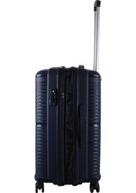 Resim Mçs V379 Aura Y.üretim Pp Valiz 55 Cm + Makyaj Siyah Set Lacivert 