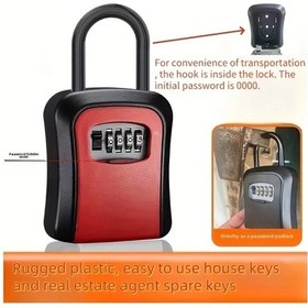 Resim Xuweiwei Kırmızı 4 Haneli Kodlu Taşınabilir Anahtar Kasası: Dayanıklı, Hava Koşullarına Dayanıklı Duvar Montajı 