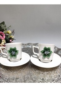 Resim Kirlinova Zümrüt Çiçek 2'li Porselen Fincan Takımı Sarı 