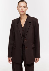Resim Kruvaze Oversize Blazer Ceket - Kahverengi - Kahverengi / L 