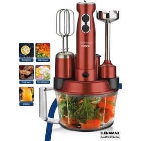 Resim Allians Vişne Kırmızı 1000W Çok Fonksiyonlu Mutfak Robotu ve Blender Seti 