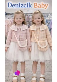 Resim 1-2-3 Yaş Bolero Ceketli Çantalı Elbise - Beden: 3 Yaş / Renk: Pembe Çok Renkli 