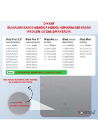 Resim Novstrap Apple Uyumlu iPad Air 4/5 Nesil 10.9" İle Dokunmatik Kalem Pencil Dz890 Avuç İçi Reddi 3 Adet Uç 