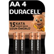 Resim Duracell Alkalin AA Kalem Pil, 1,5 V LR6/MN1500, 4'lü paket 