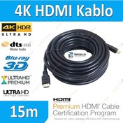 Resim 15M Metre 4K Hdmi Kablo Ultra Hd Siyah Altın Uç Receiver Ps3 Ps4 