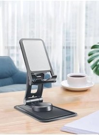 Resim Apera-Masaüstü-Tablet-Cep-Telefonu-Tutucu-Stand-360°-Dönen-Taşınabilir-Katlanabilir-Ayarlanabilir-Kaymaz-Siyah-(S188) 