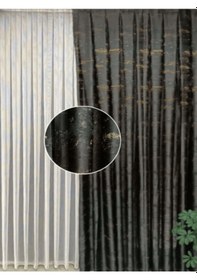 Resim Polyester Fon Perde Co33 Özel Model Kahverengi 