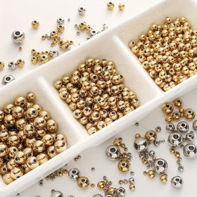 Resim 50 Adet BEADIA Paslanmaz Çelik Boncuk - Sağlam Parlak Altın (Altın-Sarı) Yuvarlak Ara Boncuklar, DIY Takı Yapımı, Bileklik, Kolye, Küpe İçin - Boncuk Tahtalarıyla Uyumlu - Yeni Başlayanlar ve Profesyonel Takı Sanatçıları İçin İdeal Metal Boncuklar 