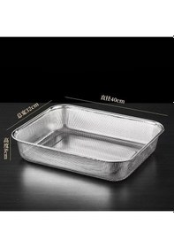 Resim Gümüş Paslanmaz Çelik Makarna Sebze Meyve Süzgeç 32x40 Cm Inox 