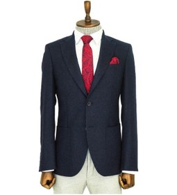 Resim Wessi Slim Fit Desensiz Geniş Yaka Lacivert Erkek Yün Ceket Taba 