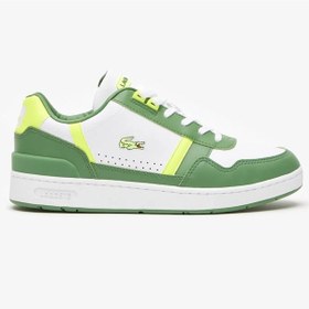 Resim Lacoste T-clip Hakiki Deri Erkek Sneaker Günlük Spor Ayakkabı Yeşil-beyaz Yeşil - Beyaz 