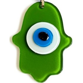 Resim Nazar Boncuklu Çimen Yeşili Renginde Fatma Ana Bereket Eli Cam Du 