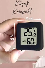 Resim ByKurt Sıcaklık Nem Ölçer Termometre Higrome Mini LCD Dijitale - Duvara Takılabilir Siyah 