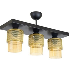 Resim Üçlü Bal Cam Kafes Model Modern Plafonyer Avize C 