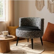 Resim Azra Mobilya Sydney Modern Desenli Döşemeli Berjer – Leopar Desen, Konforlu, Dekoratif Tekli Koltuk 