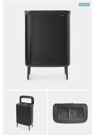 Resim Brabantia Bio Matt Black Plastik Kapaklı Çamaşır Sepeti 2x45lt Siyah 
