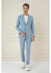 Resim Efor Slim Fit Mono Yaka Çift Yırtmaç Torba Cep Casual Havacı Mavi Ceket C 697 Mavi 