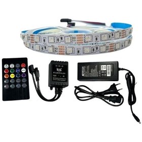 Resim Müzik Modlu Ir Kumandalı Rgb Şerit Led Set 5050 Ledli 3çipli 10metre Ip20 