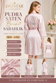 Resim DYZSTAR Pudra Saten Bride Sabahlık Zarif Kadın Ev Giyim (PUDRA - S) 