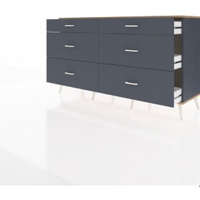 Resim Hyperion Konsol 6 Çekmeceli 176x44x99 Antrasit-çam/antrasit Antrasit-çam/antrasit 