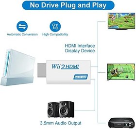 Resim Wii - HDMI dönüştürücü, Wii - HDMI adaptörü, Wii - HDMI HDTV / monitör için tüm Wii ekran modlarını destekler 