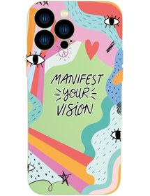 Resim mooodcase Iphone 13 Pro Max Uyumlu Manifest Your Vision Desenli Kamera Lens Korumalı Darbe Emici Silikonlu Lan 