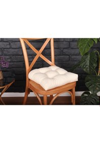 Resim Altınpamuk Altınpamuk Lüx Pofidik Krem Sandalye Minderi Özel Lüx Dikişli Bağ 