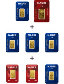 Resim Nadir Gold 24 Ayar 19,5 Gram Külçe Altın (1 Adet 5 Gram Külçe Altın + 5 Adet 2,5 Gram Külçe Altın + 