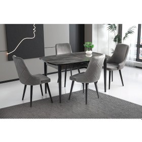 Resim 1016 Mdf Mutfak Masa Takımı Siyah 